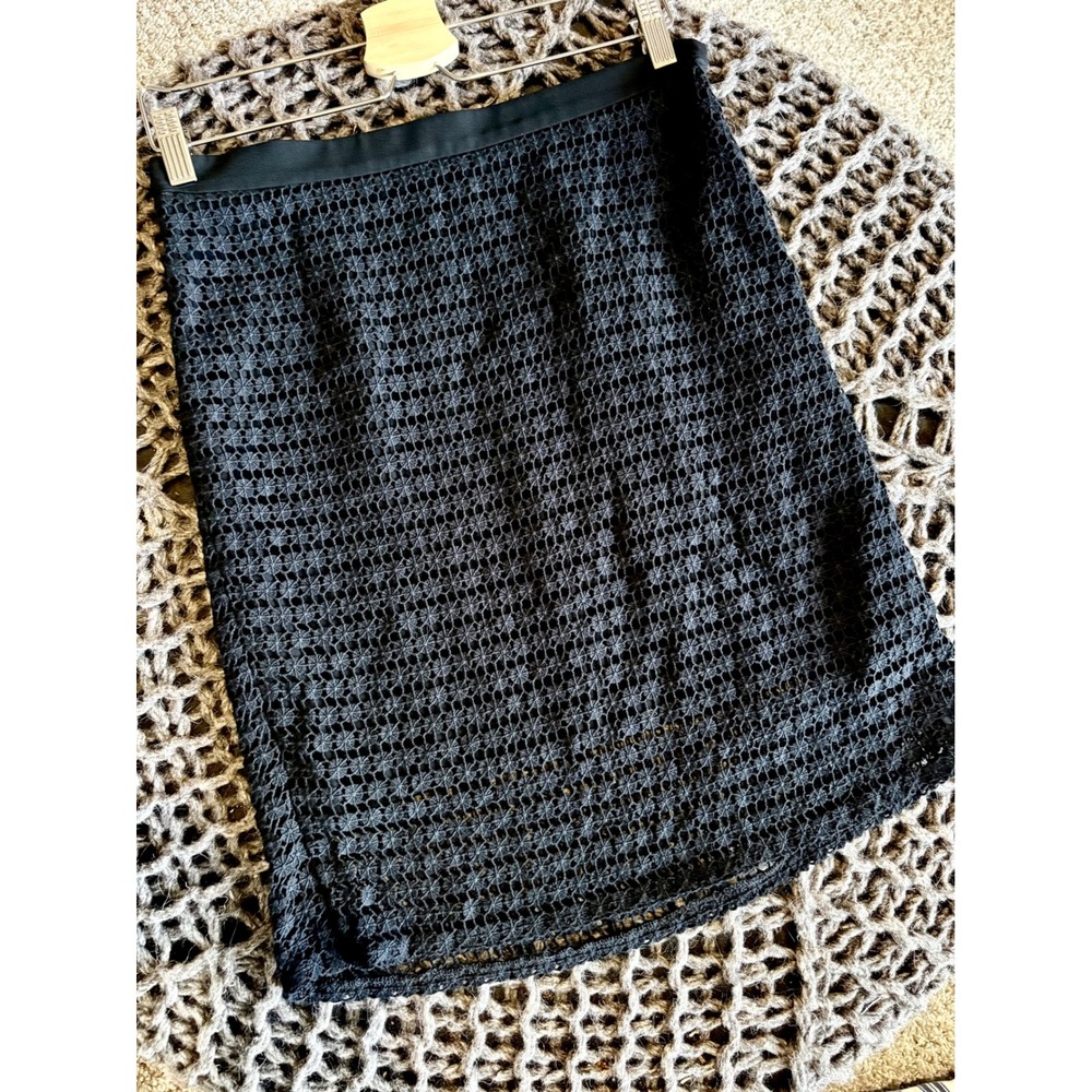Tibi New York Black Lace Floral Eyelet Pencil Skirt Size 4